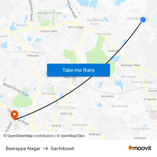 Beerappa Nagar to Gachibowli map