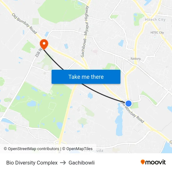 Bio Diversity Complex to Gachibowli map