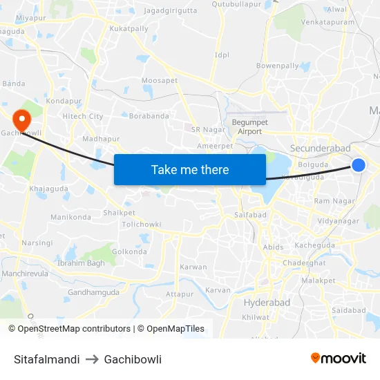 Sitafalmandi to Gachibowli map