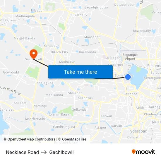 Necklace Road to Gachibowli map