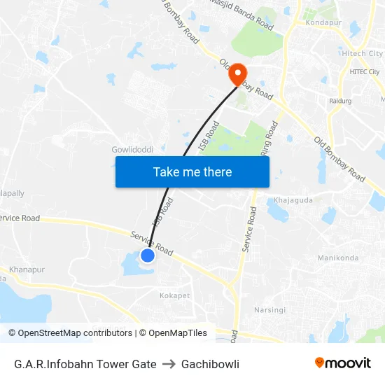 G.A.R.Infobahn Tower Gate to Gachibowli map