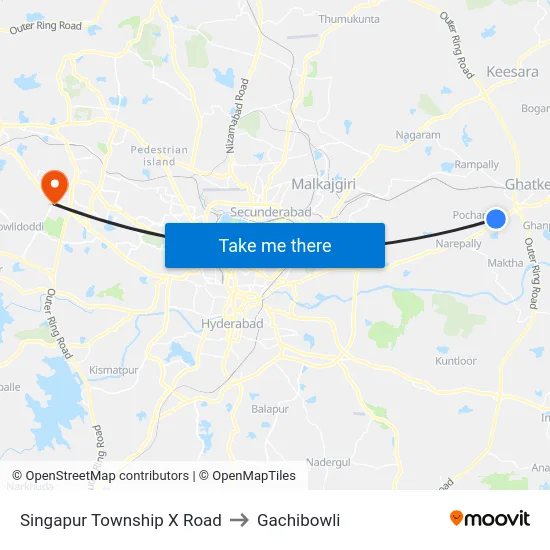 Singapur Township X Road to Gachibowli map