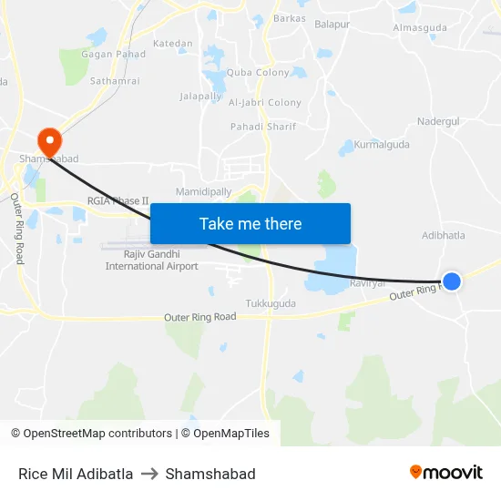 Rice  Mil Adibatla to Shamshabad map