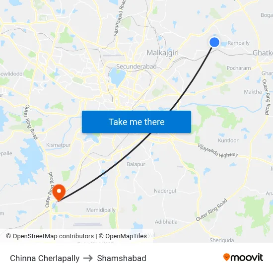 Chinna Cherlapally to Shamshabad map