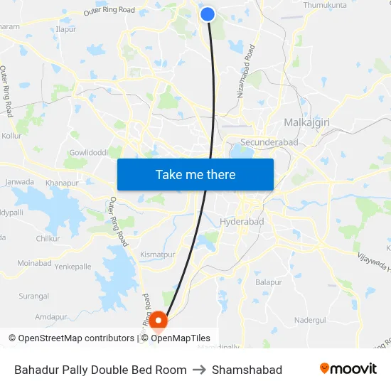 Bahadurpally Dobulbedrooms to Shamshabad map