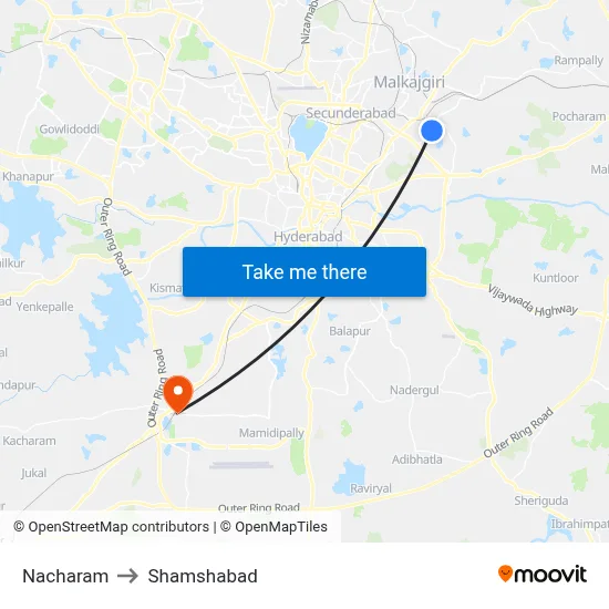 Nacharam Village Twd Secunderabad to Shamshabad map