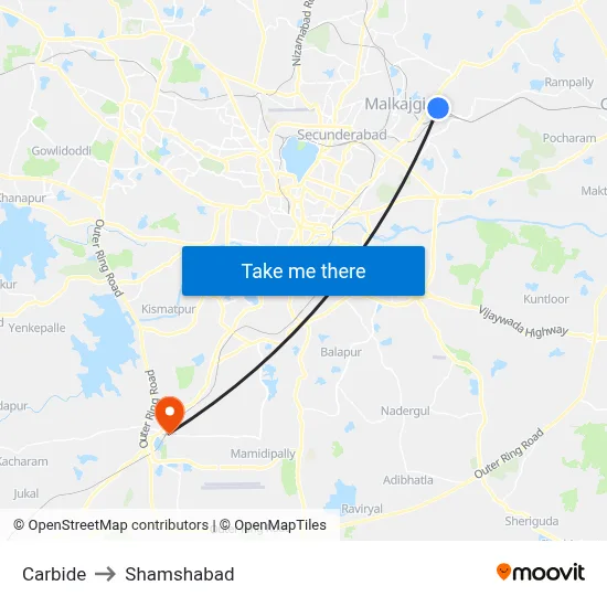 Carbide Twd Tarnaka to Shamshabad map