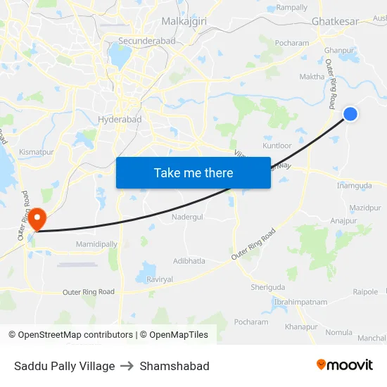 Saddu Pally Village to Shamshabad map