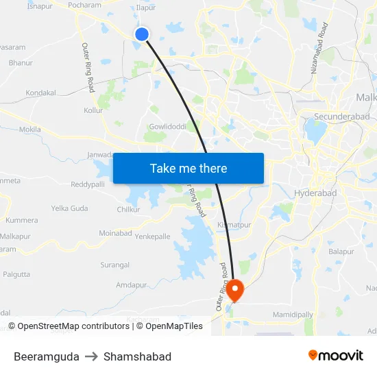 Beeramguda Village Twd Lingampally to Shamshabad map