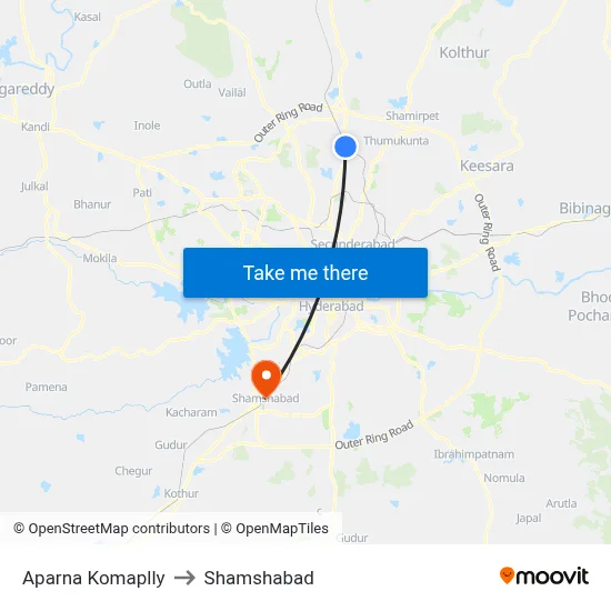 Aparna Kompally Twd Gunlapochampally to Shamshabad map