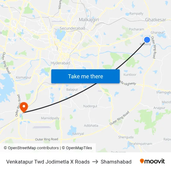 Venkatapur Twd Jodimetla X Roads to Shamshabad map