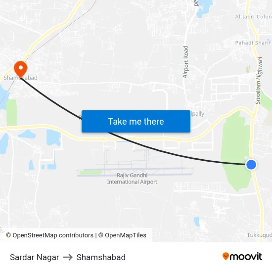 Sardar Nagar to Shamshabad map