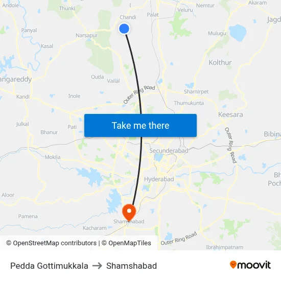 Pedda Gottimukkala to Shamshabad map