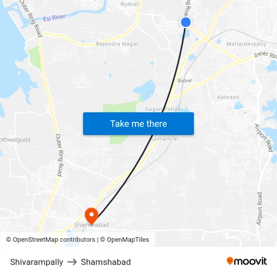 Shivarampally to Shamshabad map