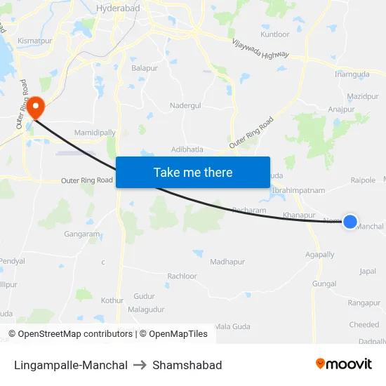 Lingampalle-Manchal to Shamshabad map