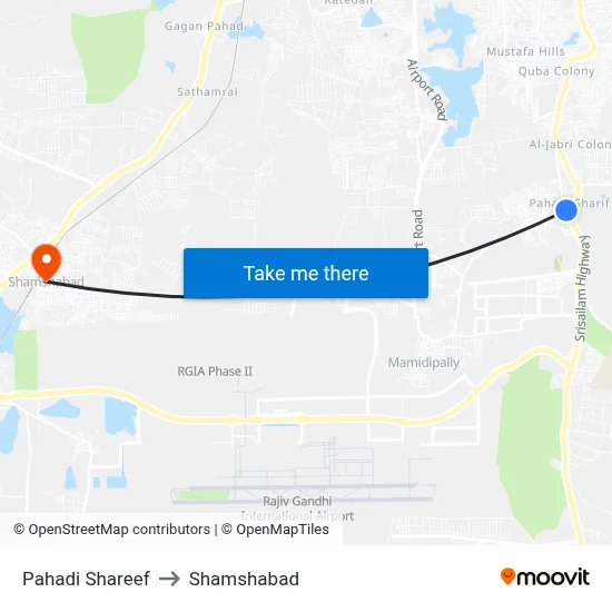 Pahadi Shareef to Shamshabad map