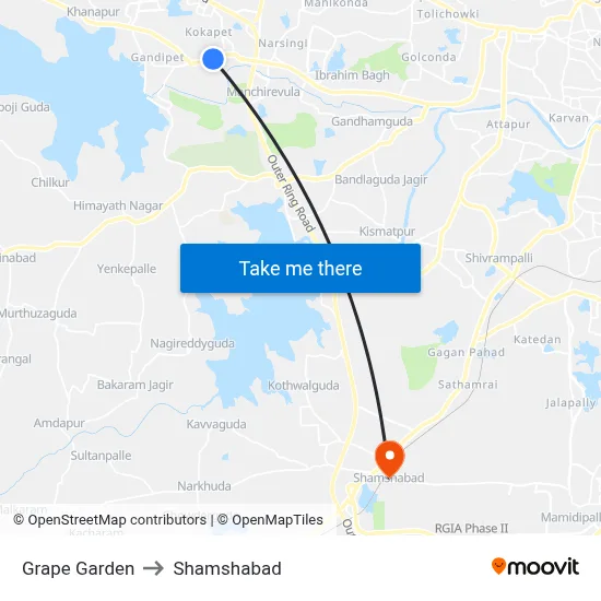 Grape Garden to Shamshabad map