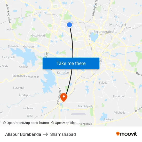 Allapur Twd Borabanda to Shamshabad map