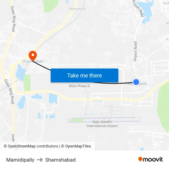Mamidipally to Shamshabad map