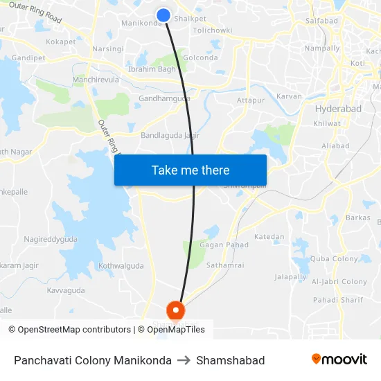 Panchavati Colony  Manikonda to Shamshabad map