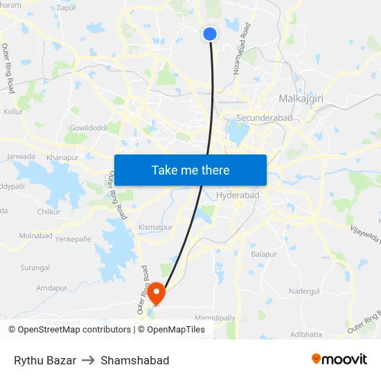 Rythu Bazar to Shamshabad map