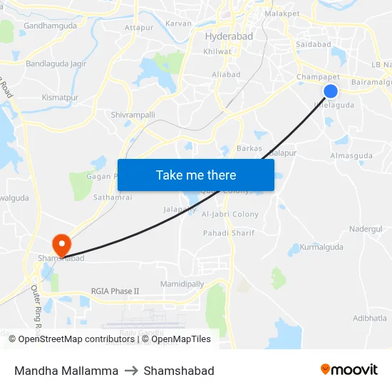 Mandha Mallamma Twd Almasguda to Shamshabad map
