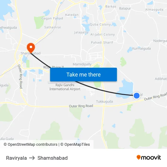 Raviryala to Shamshabad map