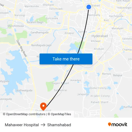 Mahaveer Hospital to Shamshabad map