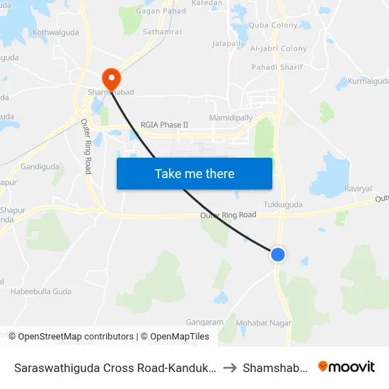 Saraswathiguda Cross Road-Kandukur to Shamshabad map