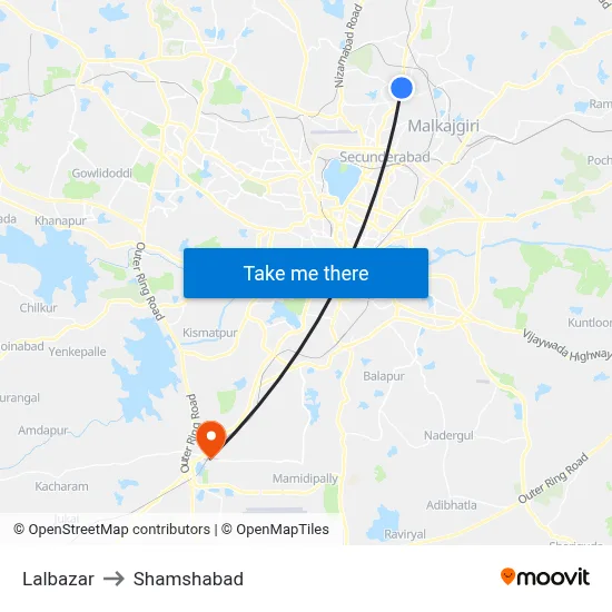 Lalbazar to Shamshabad map