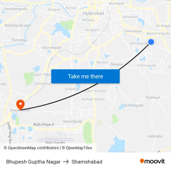 Bhupesh Guptha Nagar to Shamshabad map