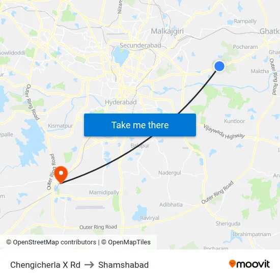 Chengicherla X Rd to Shamshabad map