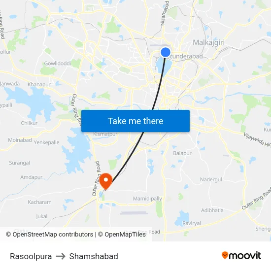Rasoolpura to Shamshabad map