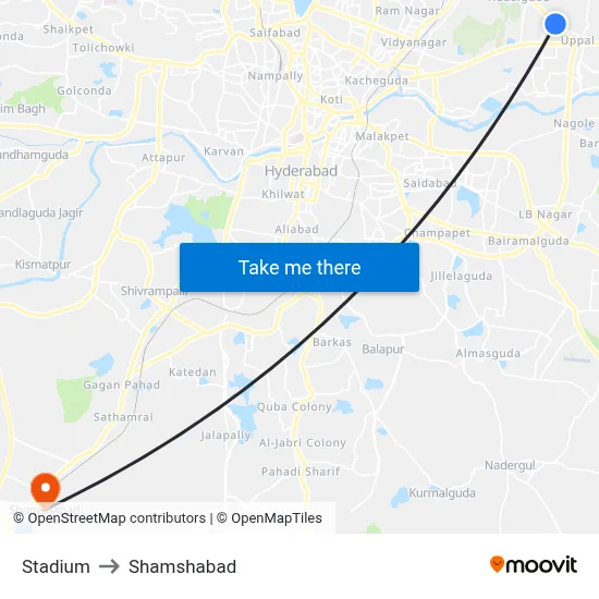 Stadium to Shamshabad map