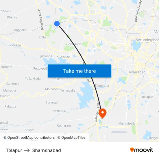 Telapur to Shamshabad map