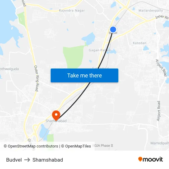 Budvel to Shamshabad map
