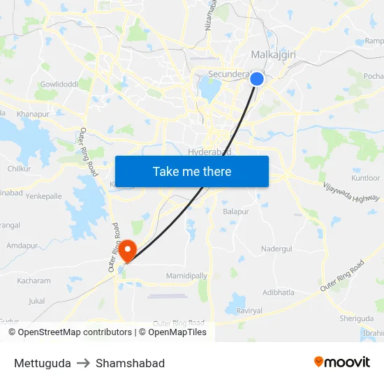 Mettuguda to Shamshabad map