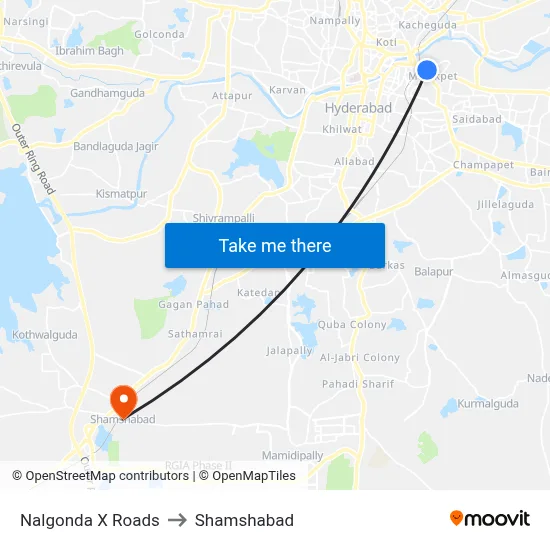 Nalgonda X Roads to Shamshabad map
