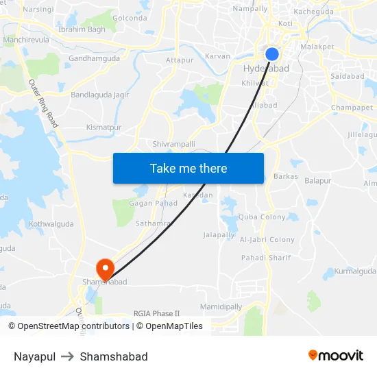 Nayapul to Shamshabad map