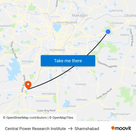 Central Power Research Institute to Shamshabad map
