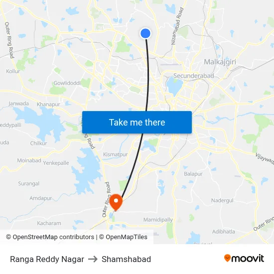 Ranga Reddy Nagar to Shamshabad map