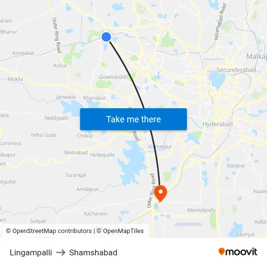 Lingampalli to Shamshabad map