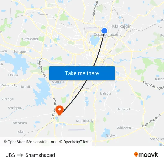 JBS to Shamshabad map