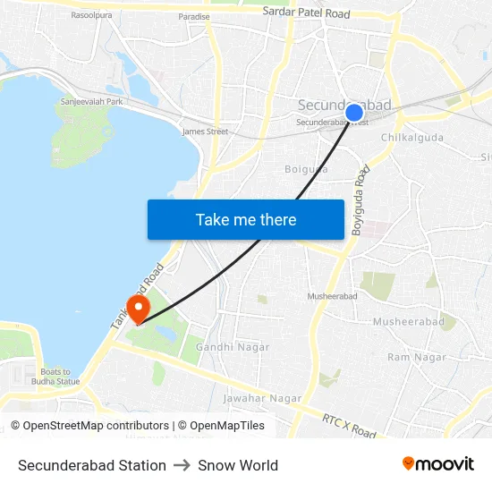 Secunderabad Station to Snow World map