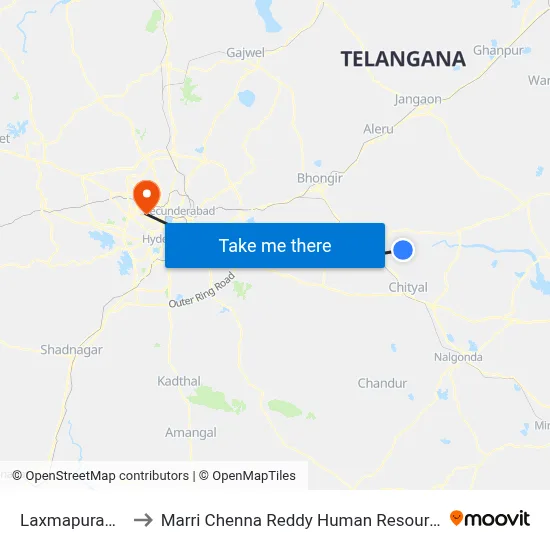 Laxmapuram Twd Dsnr to मारी चेन्ना रेड्डी मानव संसाधन विकास संस्थान map