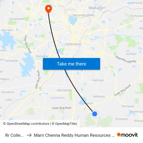 Rr Collectorate to Marri Chenna Reddy Human Resources Development Institute map