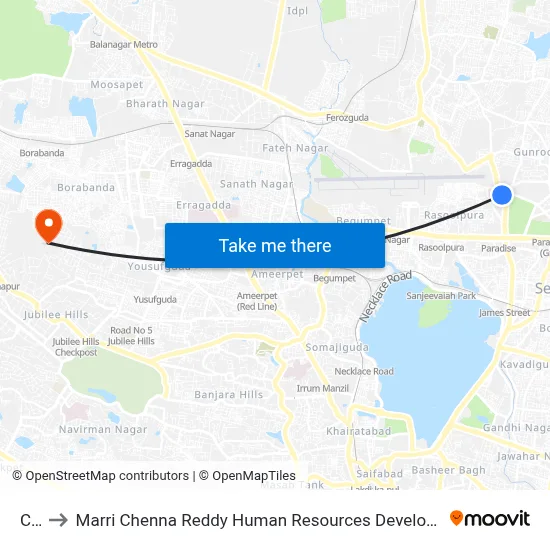 Cto to Marri Chenna Reddy Human Resources Development Institute map