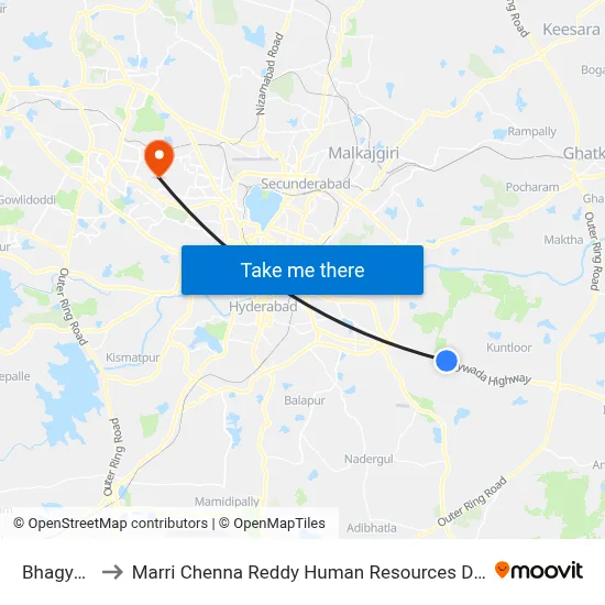 Bhagyalatha to Marri Chenna Reddy Human Resources Development Institute map