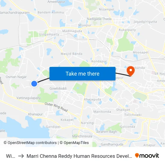 Wipro to Marri Chenna Reddy Human Resources Development Institute map