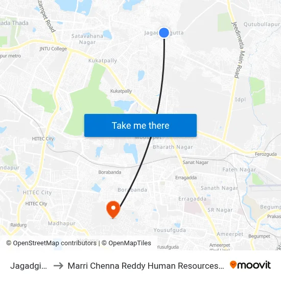 Jagadgiri Gutta to Marri Chenna Reddy Human Resources Development Institute map